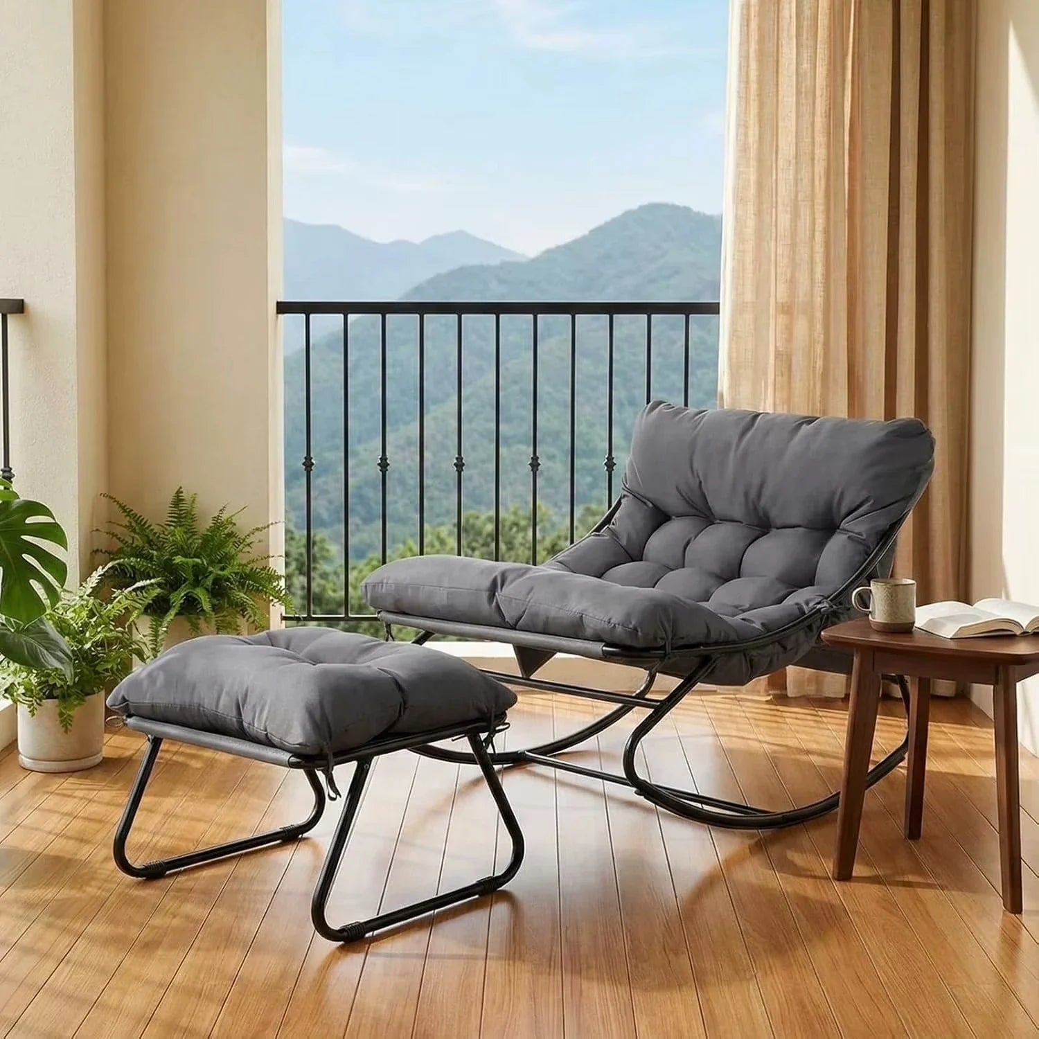 TENBY | Outdoor Rocking Chair with Footstool, Waterproof Cushion
