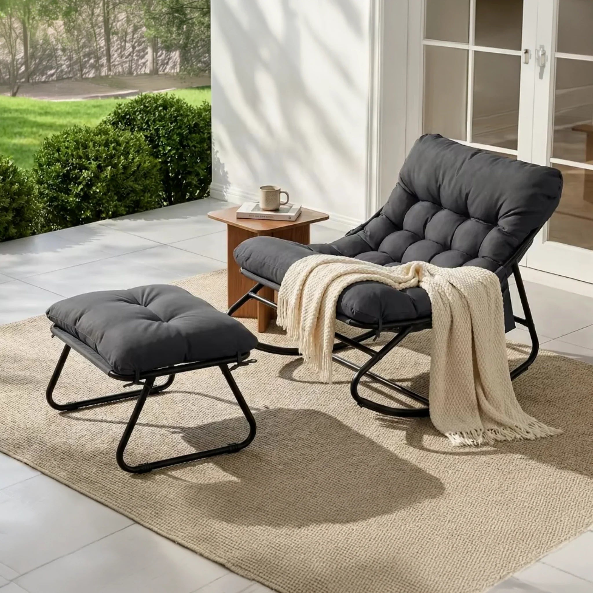 TENBY | Outdoor Rocking Chair with Footstool, Waterproof Cushion