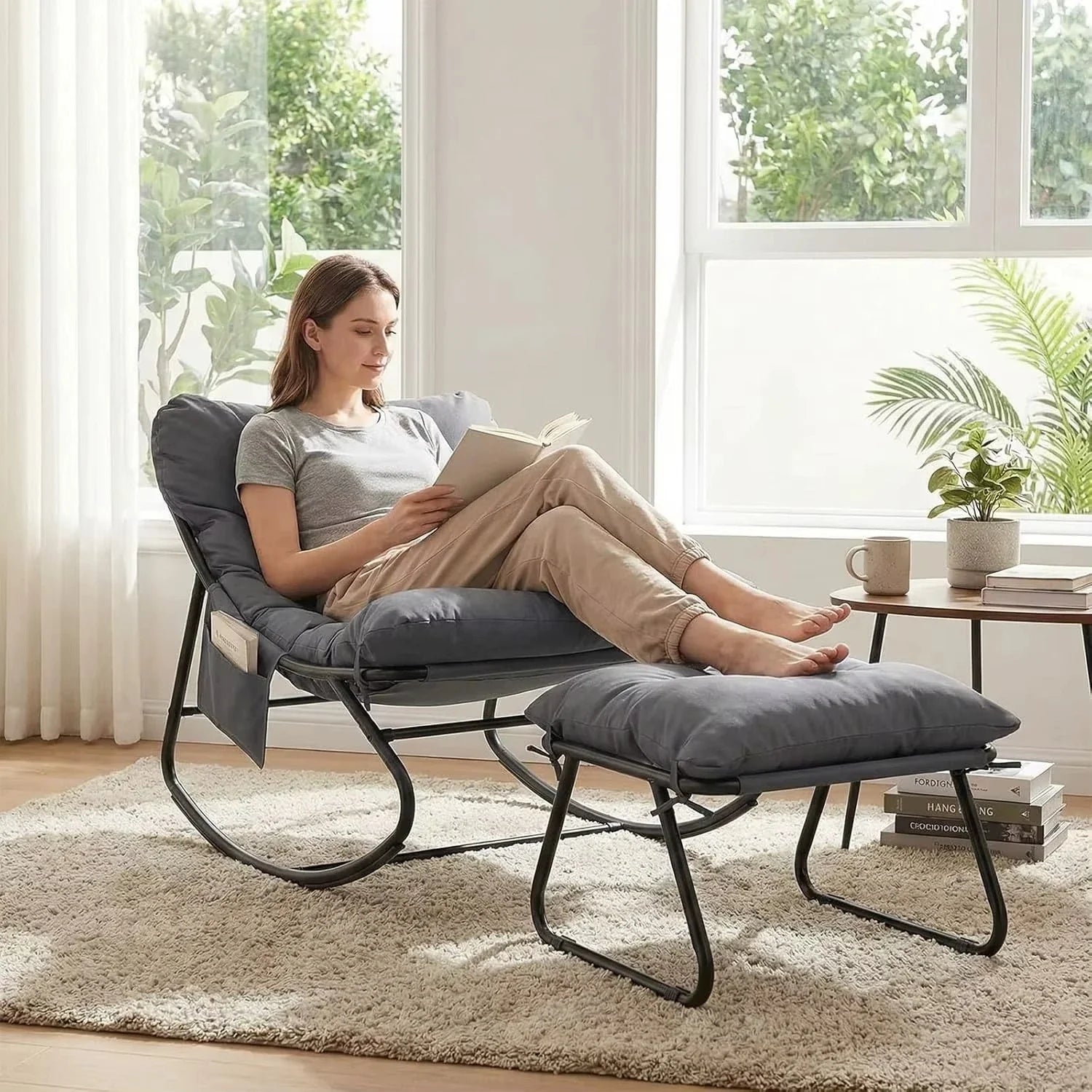 TENBY | Outdoor Rocking Chair with Footstool, Waterproof Cushion