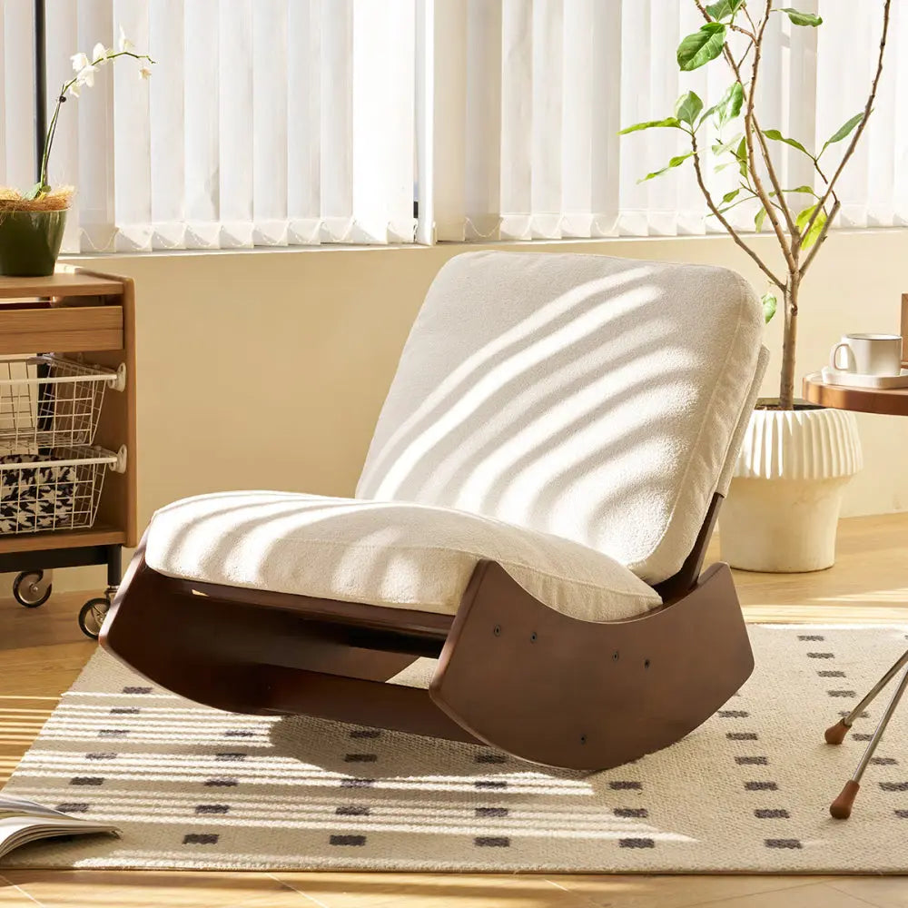 HENLEY | Retro Corduroy Rocking Chair, Solid Wood Frame