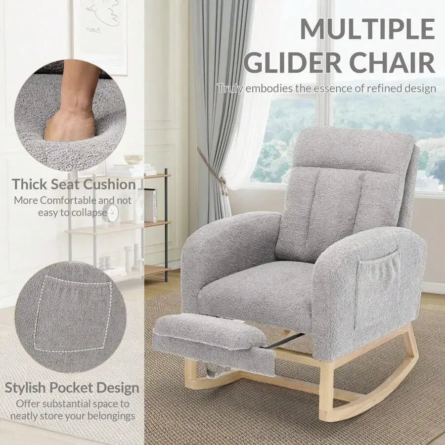 LUNA | Nursing Rocking Chair with Footrest