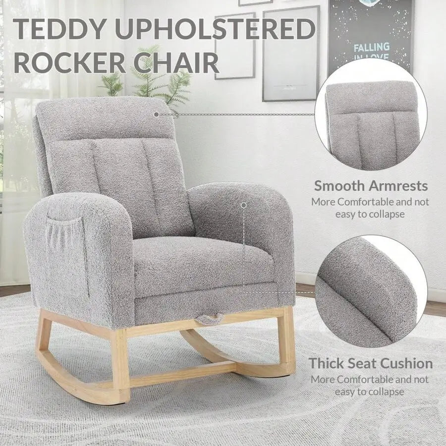 LUNA | Nursing Rocking Chair with Footrest