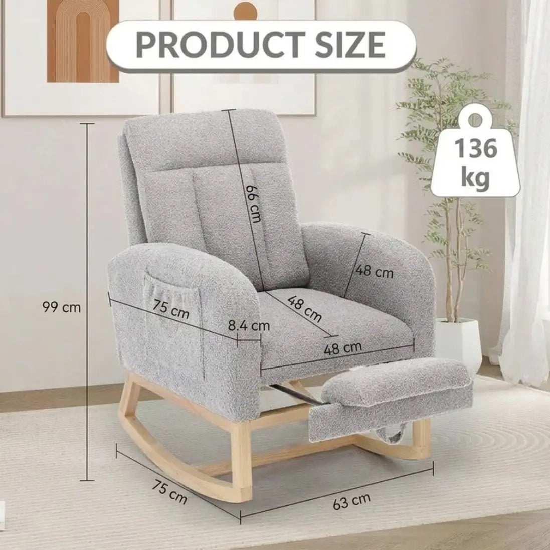 LUNA | Nursing Rocking Chair with Footrest