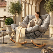 ASTER | Outdoor Rocking Chair, Steel and Maple with Thick Cushion