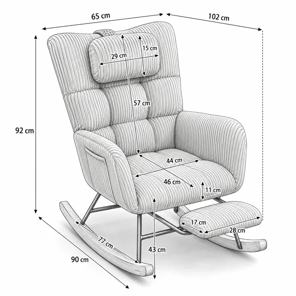 LINNEA | Cocoon Nursing Rocking Chair, Corduroy with Footrest