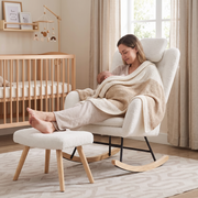 EVELYN | Ergonomic Nursing Rocking Chair, Teddy Velvet with Footrest